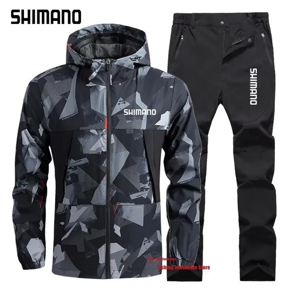 Новинка, летняя и осенняя куртка Shimanos для рыбалки и водонепроницаемые штаны для рыбалки, мужские камуфляжные спортивные водонепроницаемые ...