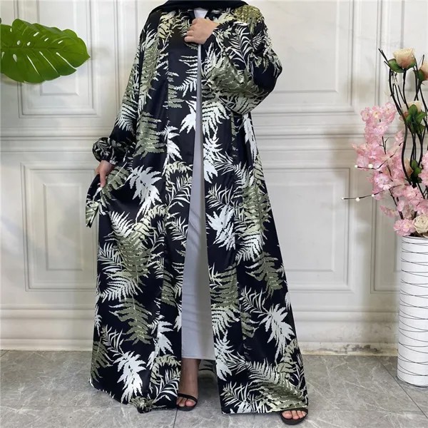 Открытое кимоно Abaya из Дубая, сатина, мусульманское исламское платье для женщин, кардиган, Турция, ислам, Пакистан, одежда, кафтан, свисающие арабские платья