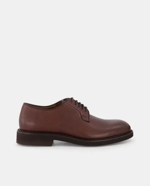 Мужские туфли на шнуровке из кожи с гравировкой и гладким верхом Lottusse, темно коричневый