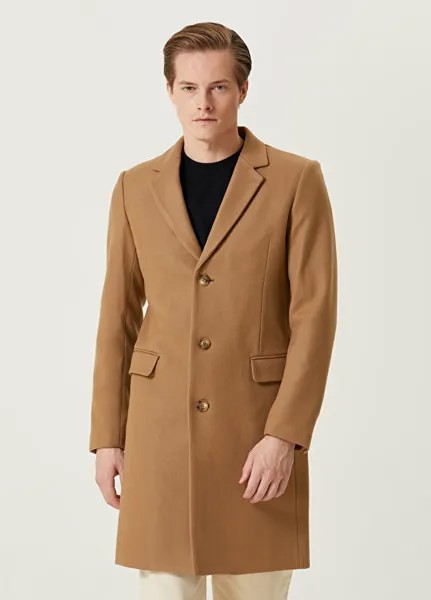Бежевое шерстяное пальто Sandro