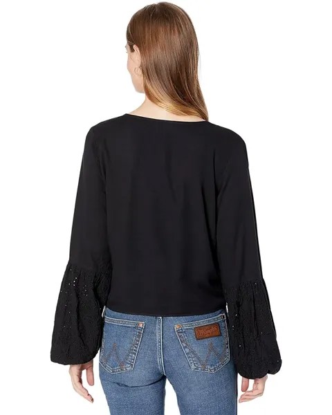 Топ Wrangler Tie Front Top, черный