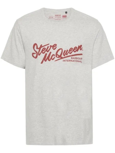 Barbour меланжевая футболка с логотипом из коллаборации со Steve McQueen, серый