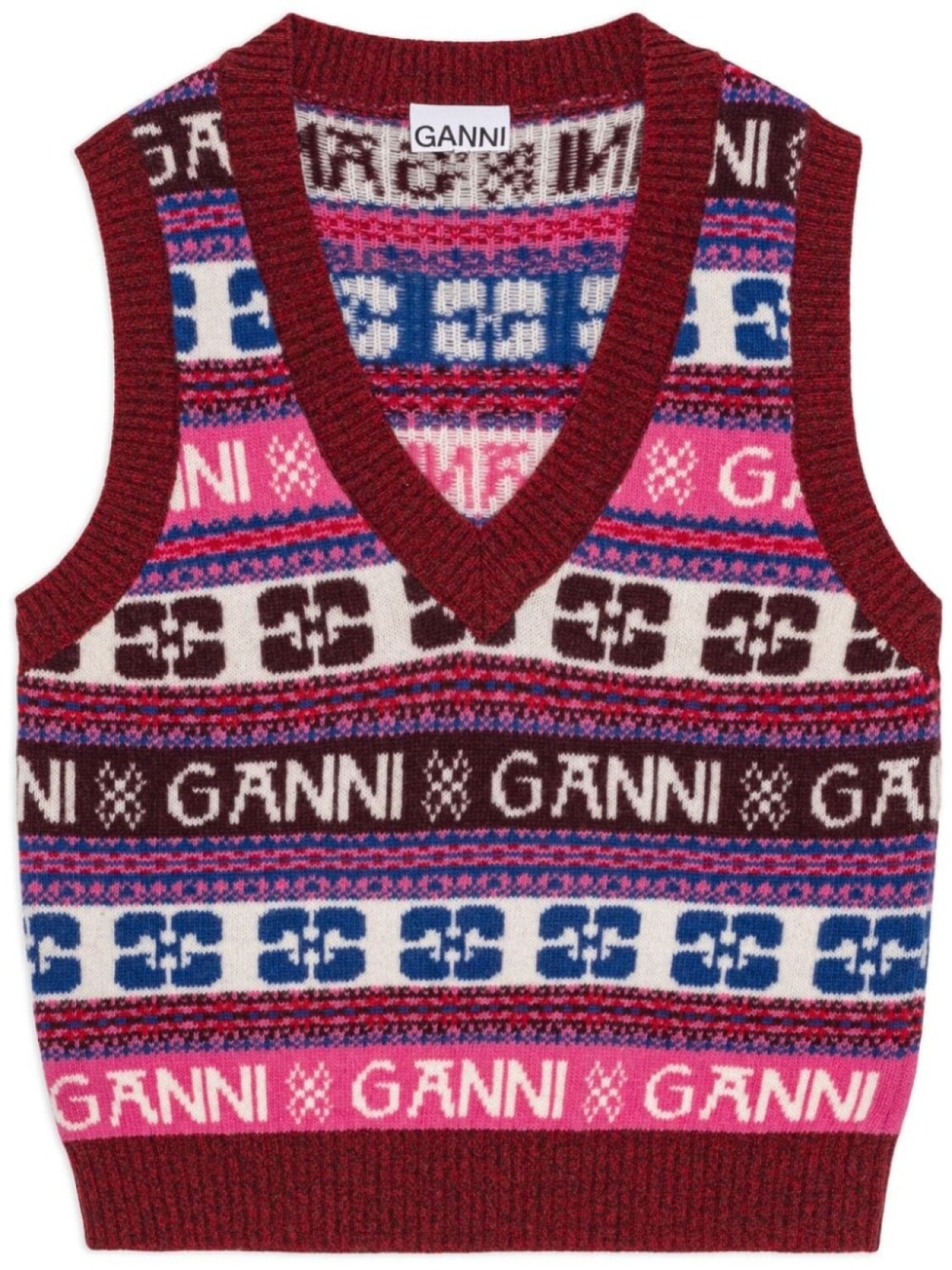 GANNI топ с логотипом, красный