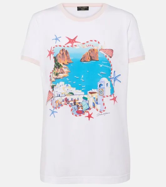 Футболка из хлопкового джерси с принтом «Капри» Dolce&Gabbana, белый