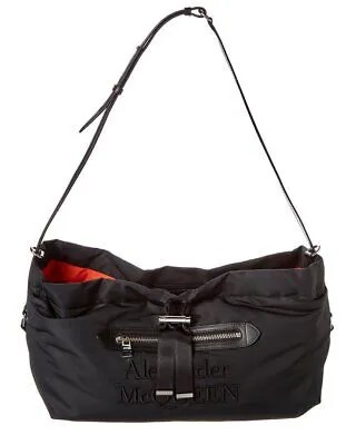 Женская нейлоновая сумка на плечо Alexander Mcqueen The Bundle, черная, среднего размера