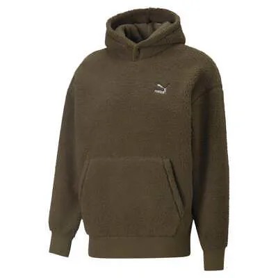 Puma Classics Sherpa Pullover Hoodie Mens Green 53560762