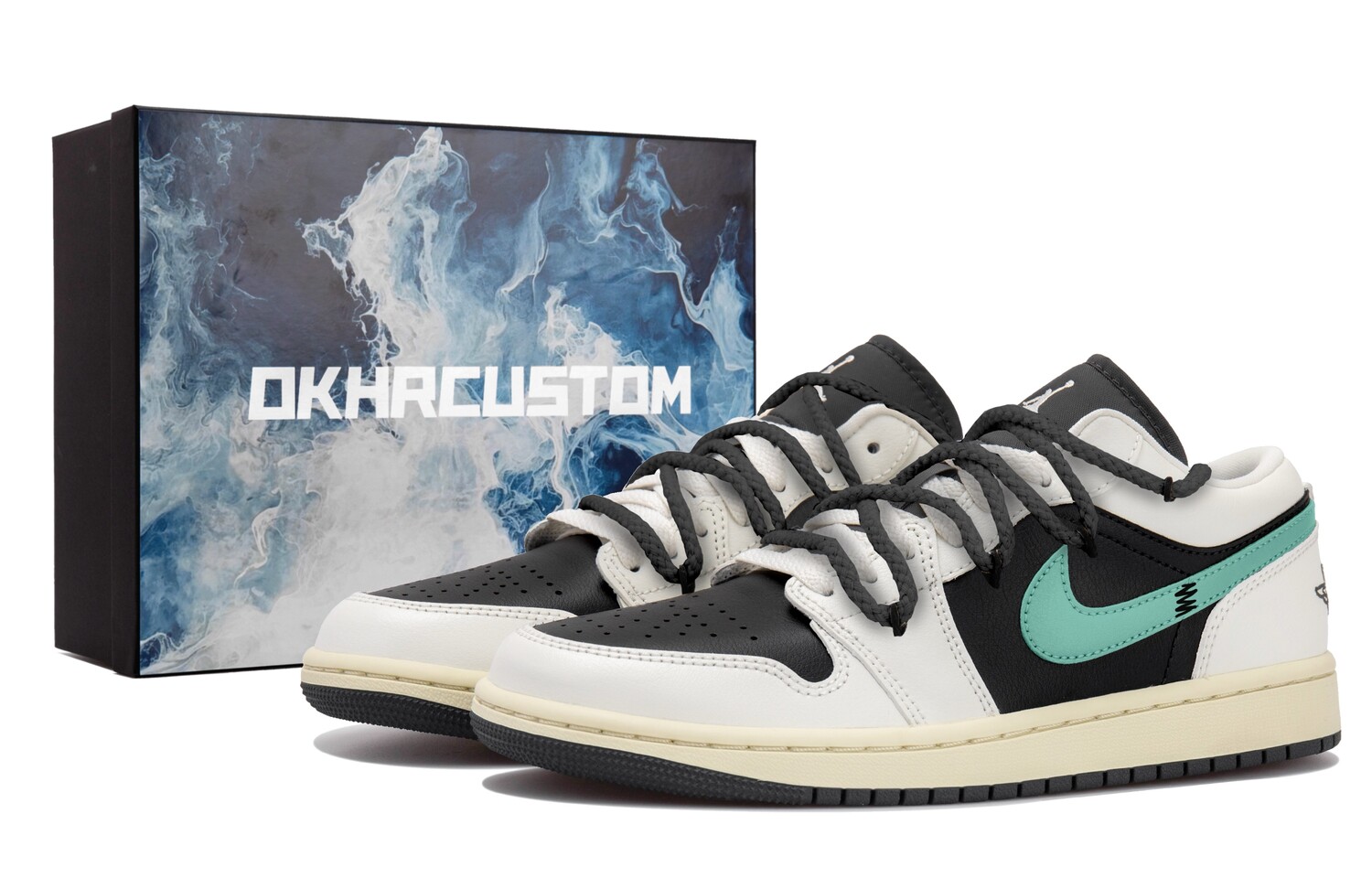 Кроссовки Air Jordan 1 Vintage Basketball Shoes Women's Low-top Black/white/green, зеленый