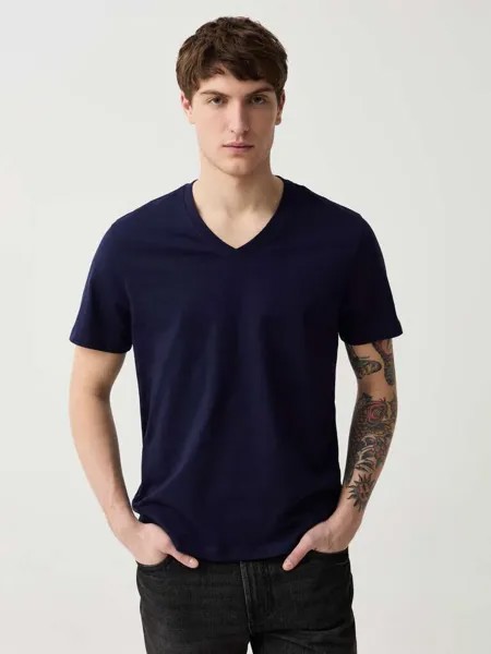 Футболка Slub из джерси с V-образным вырезом Ovs, цвет dark blue