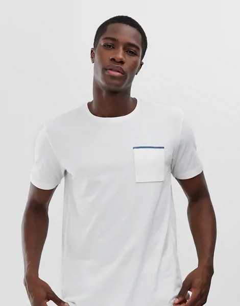 Белая футболка из пике с отделкой на кармане Celio-Белый
