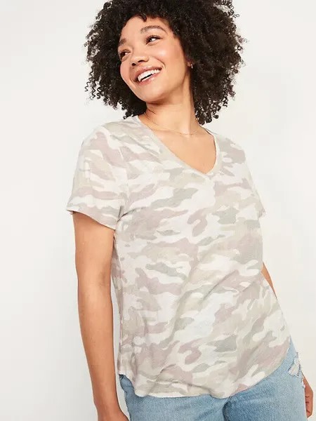 NWT Old Navy Soft EveryWear Футболка с v-образным вырезом и принтом розовая камуфляжная женская футболка M