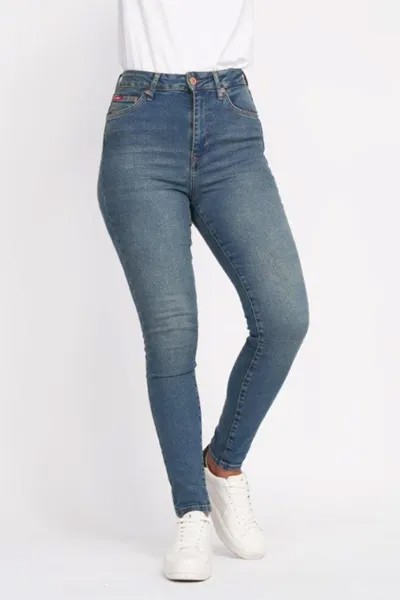 Женские джинсы скинни с эффектом потертости, темно-синие Lee Cooper, синий