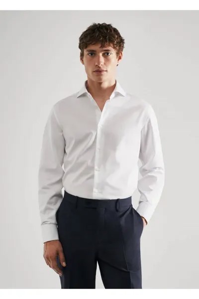 Рубашка обычного кроя с манжетами Mango, белый