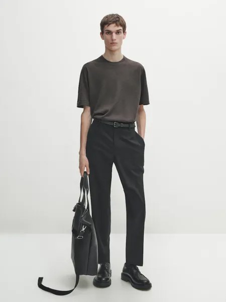 Футболка с короткими рукавами из смесовой шерсти Massimo Dutti, зеленый
