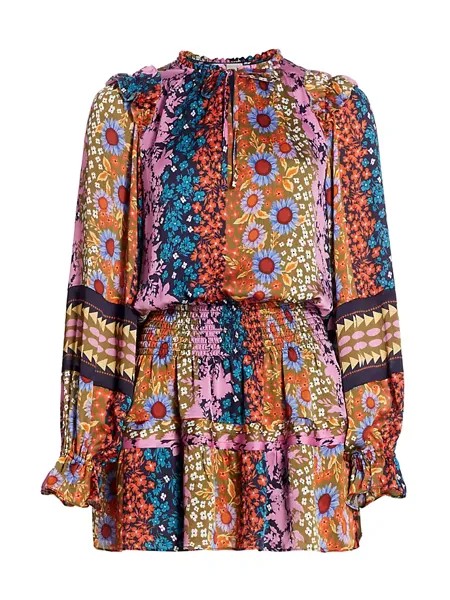 Мини-платье Makenna со сборками и цветочным принтом Ramy Brook, цвет multicolor boho