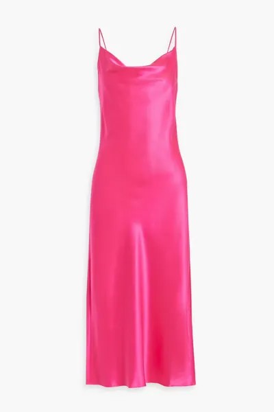 Платье-комбинация миди Brioni из шелкового атласа с драпировкой Diane Von Furstenberg, ярко-розовый