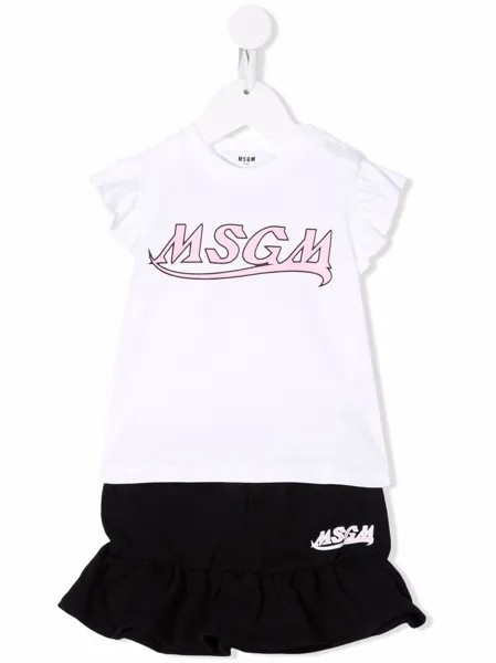 MSGM Kids logo-print skirt set