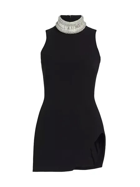 Мини-платье с кристаллами David Koma, цвет black silver