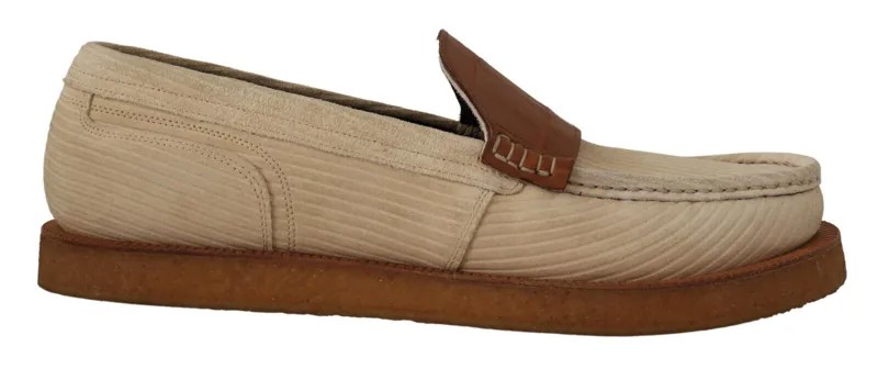 DOLCE - GABBANA Обувь Мокасины Бело-коричневые Мокасины из лисы EU44/US11 Рекомендуемая розничная цена 1800 долларов США