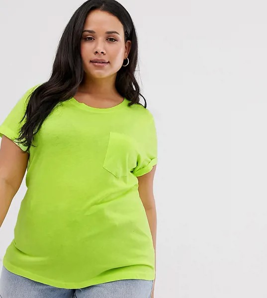 Свободная футболка неоново-зеленого цвета Brave Soul Plus-Зеленый