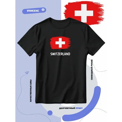 Футболка SMAIL-P с флагом Швейцарии-Switzerland, размер 3XL, черный