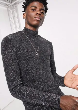 Лонгслив серебристого цвета с эффектом «металлик» ASOS DESIGN-Серебряный