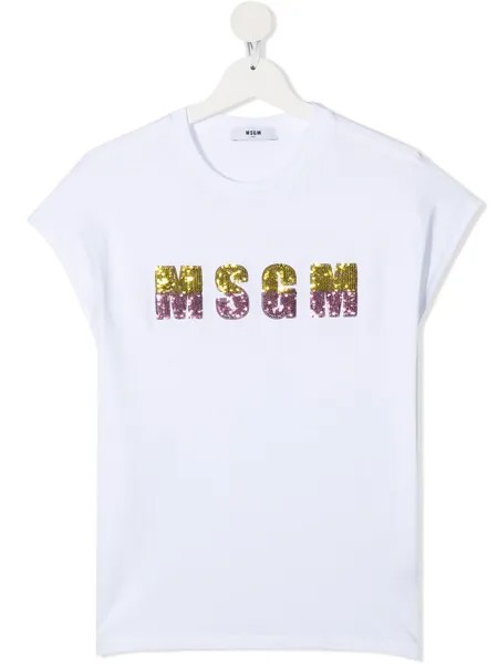 Msgm Kids футболка с пайетками
