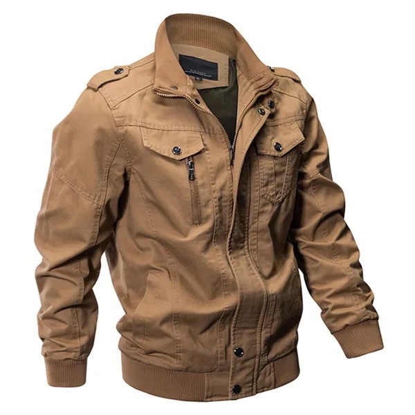 Куртка-бомбер мужская в стиле милитари, хлопковая приталенная куртка-пилот в стиле милитари, армейское сафари, повседневный пиджак-карго, О...