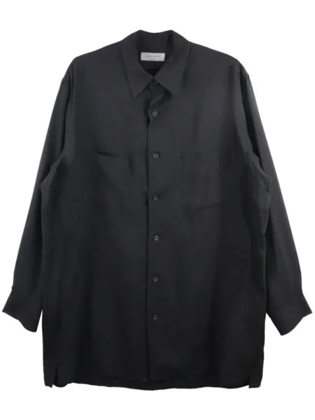 Yohji Yamamoto атласная рубашка с классическим воротником, черный