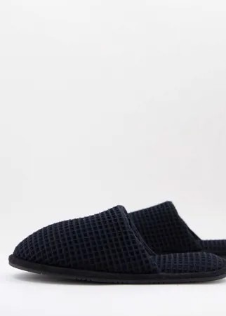 Домашние черные слиперы из вафельного материала ASOS DESIGN-Черный цвет