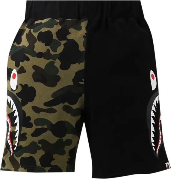 Шорты BAPE 1st Camo Half Side Shark Sweat Shorts 'Green', зеленый