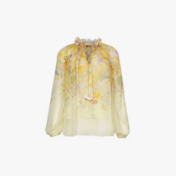 Блузка natura из крепа с цветочным узором Zimmermann, цвет citrus garden print