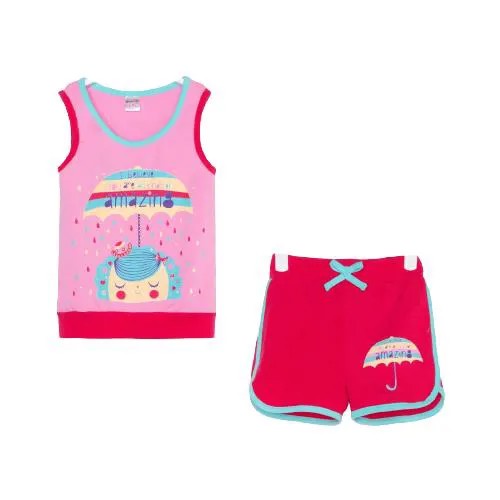 Комплект для девочки (майка/шорты), цвет розовый, рост 104