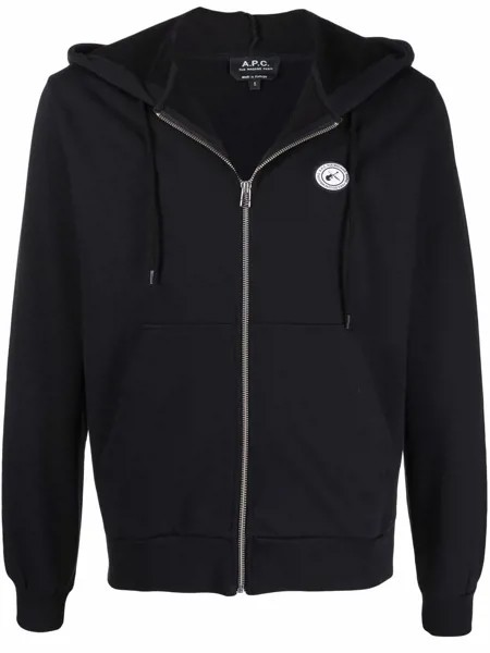 A.P.C. худи на молнии с нашивкой-логотипом