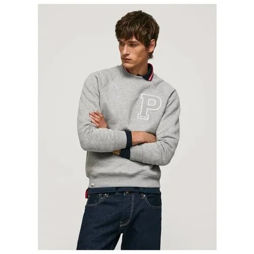 Свитшот Pepe Jeans, силуэт прямой, средней длины, размер L, серый