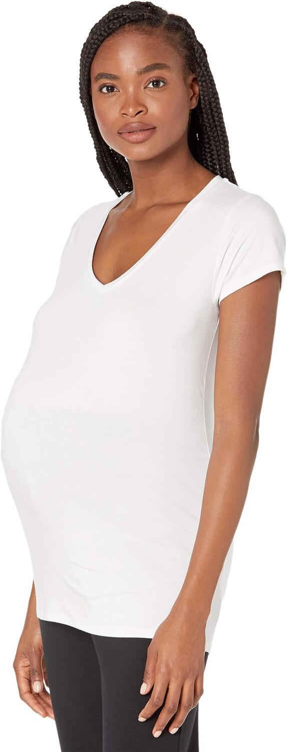 Рубашка Ingrid & Isabel Maternity Basic Short Sleeve V-Neck, белый
