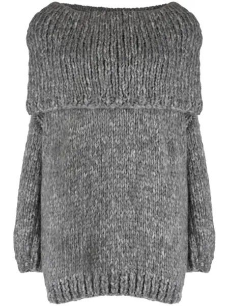 Джемпер крупной вязки с отворотом Wild Cashmere, серый