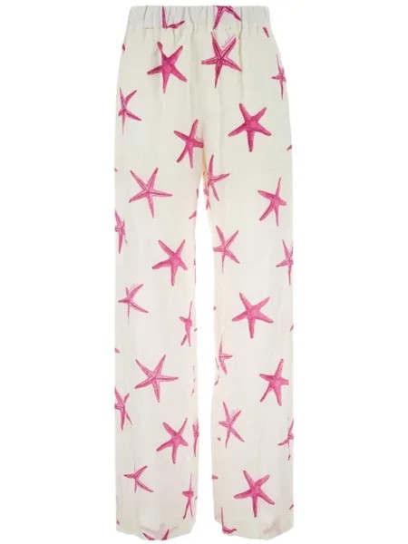Valentino Garavani брюки из крепдешина Starfish, нейтральный цвет