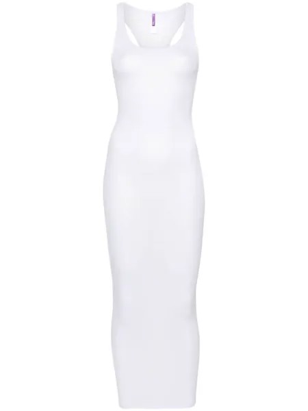Maison Close платье миди в рубчик La Femme Amazone, белый