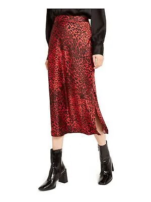 BAR III Женская красная юбка-карандаш ниже колена с разрезом на молнии и животным принтом 4