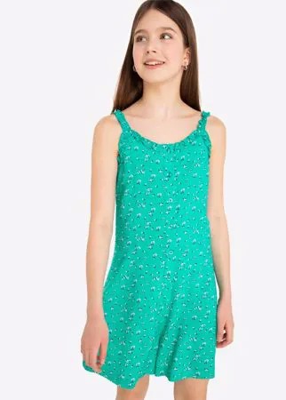 Бирюзовый комбинезон с цветочным принтом для девочки Gloria Jeans