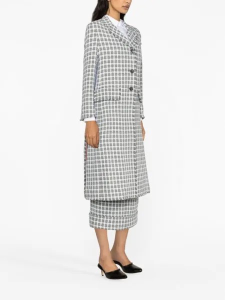 Thom Browne пальто в клетку, серый