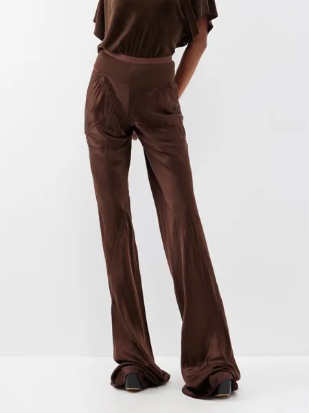 Атласные брюки широкого кроя косого кроя Rick Owens, коричневый