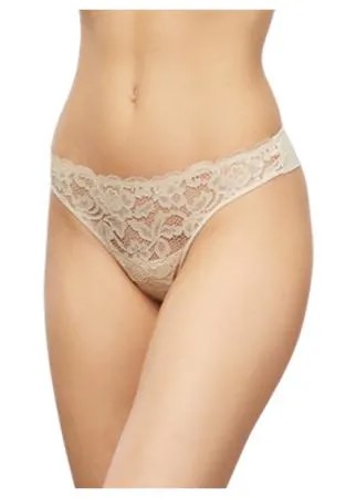 LUI et ELLE Трусы Invisible стринги кружевные бесшовные низкой посадки, размер 5 (XL), beige