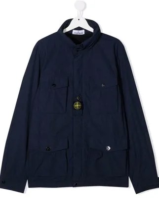 Stone Island Junior пуховик с нашивкой-логотипом