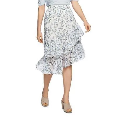 1. Штатная женская многоуровневая юбка миди цвета слоновой кости с оборками и цветочным принтом 10 BHFO 8564