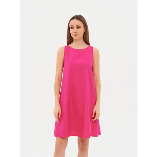 Платье UNITED COLORS OF BENETTON, хлопок, повседневное, свободный силуэт, мини, размер L, розовый