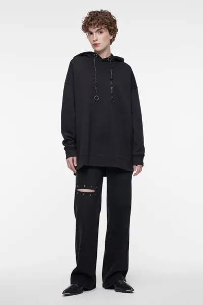 Худи oversize хлопковая с капюшоном и цепочками