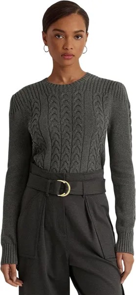 Свитер LAUREN Ralph Lauren Cable-Knit Puff-Sleeve Sweater, цвет Modern Grey Heather