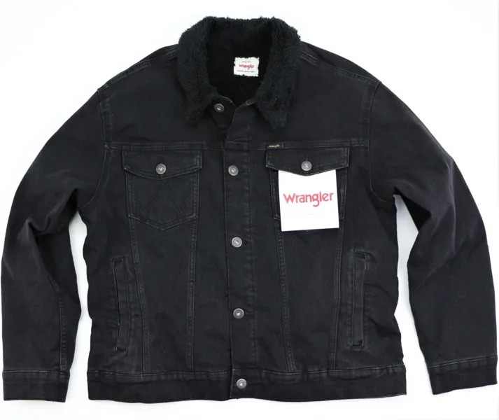 Новая мужская джинсовая куртка на подкладке Wrangler Sherpa, размеры L XL Trucker Black 12.75 Oz.