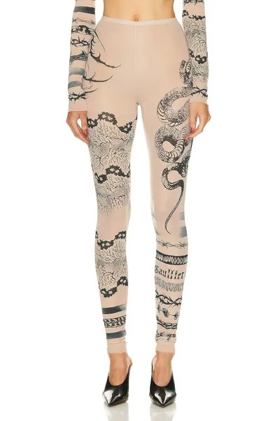 Брюки Jean Paul Gaultier X KNWLS Trompe Loeil Tatoo Printed Legging, цвет Nude, Grey, & Black